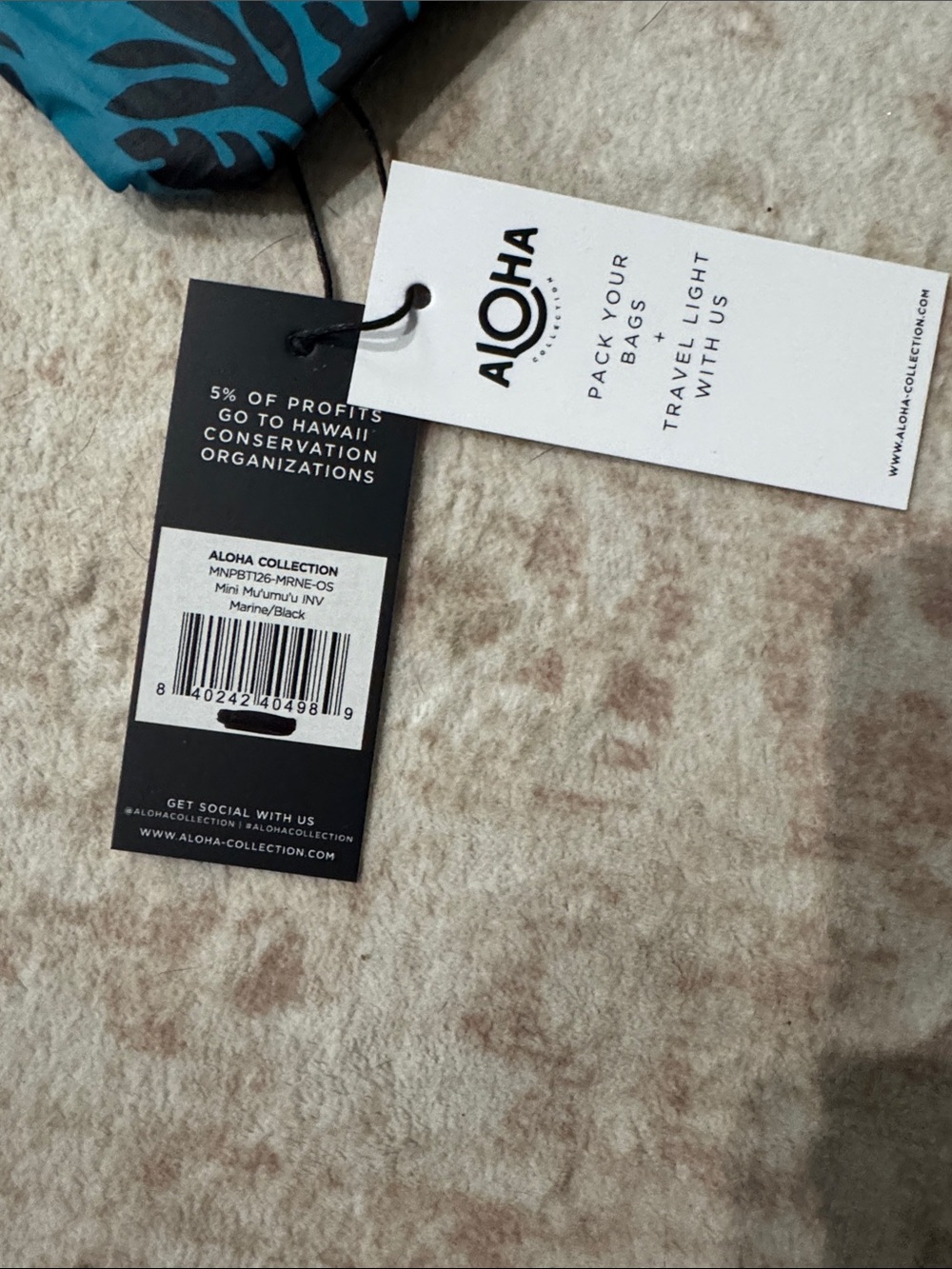 ALOHA Collection Teal & Black Leaf Print Pouch - Picture 4 of 4